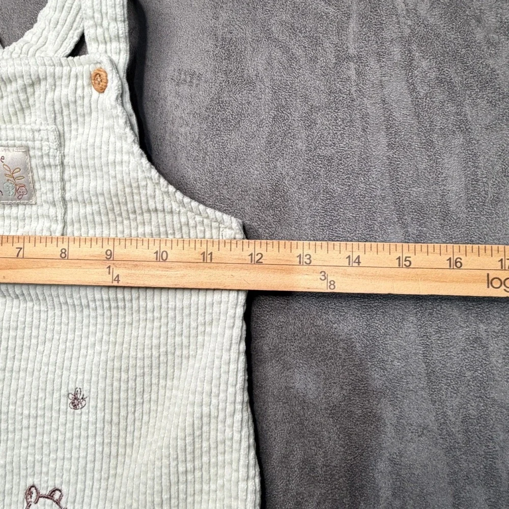 Vtg Disney Winnie the Pooh Dress Girls Baby 18-24M Sage Green Corduroy Y2K
